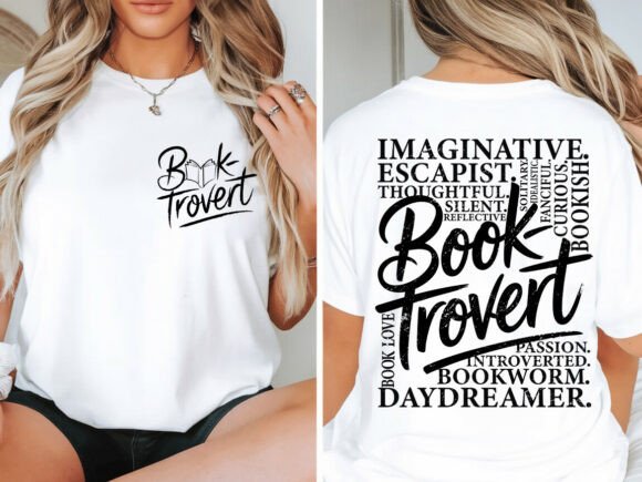 Booktrovert Bookish T-shirt Design PNG: Graphics for T-Shirt Designs