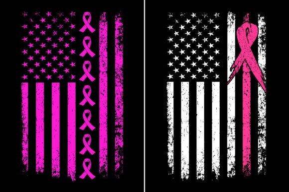 Breast Cancer Ribbon Flag: Graphics for T-Shirt Designs