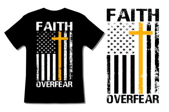 Faith Cross USA Flag Graphics for T-Shirt Designs