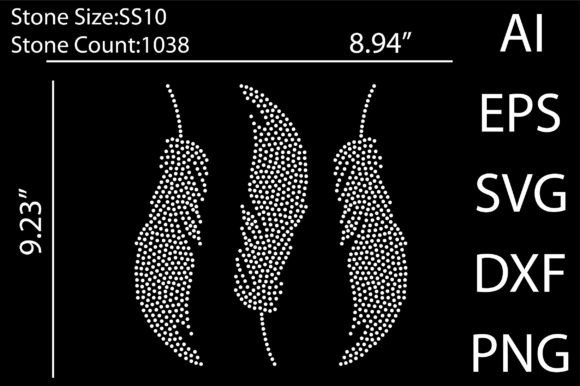 Feathers Rhinestone Templates: Graphics for T-Shirt Designs