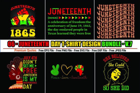 Juneteenth Day T-Shirt Design Bundle: Graphics & Freebies