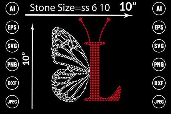 Letter Butterfly Rhinestone Graphics for T-Shirt Designs