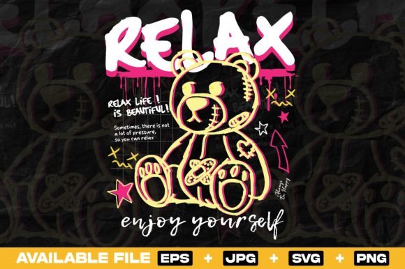 Relax Bear Doll Graffiti Print Design: Graphics for T-Shirt Designs