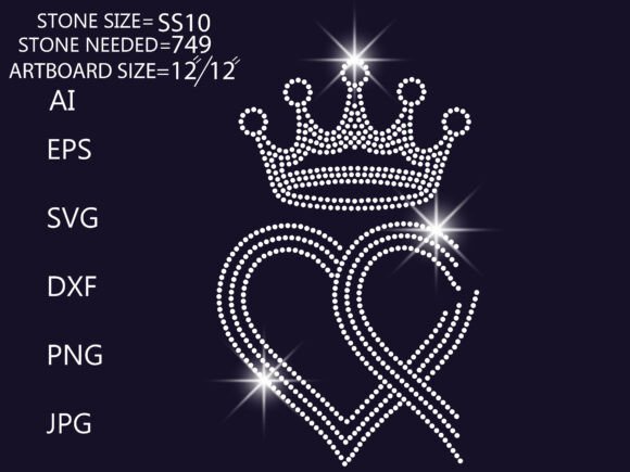 Rhinestone Crown and Heart Design