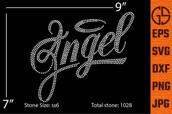 Rhinestone Design Angel Typography Graphics for T-Shirt Designs
