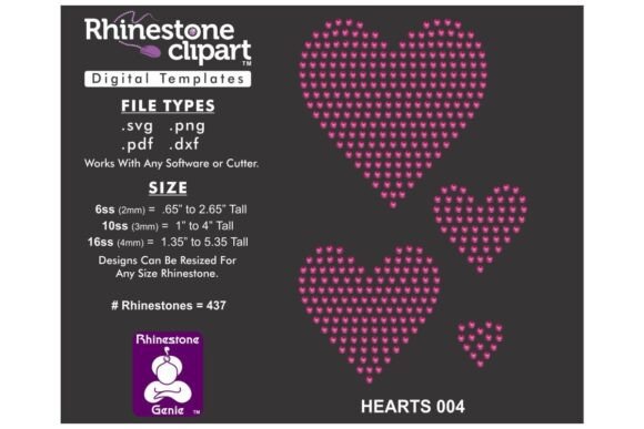 Rhinestone Template Design HEARTS 004